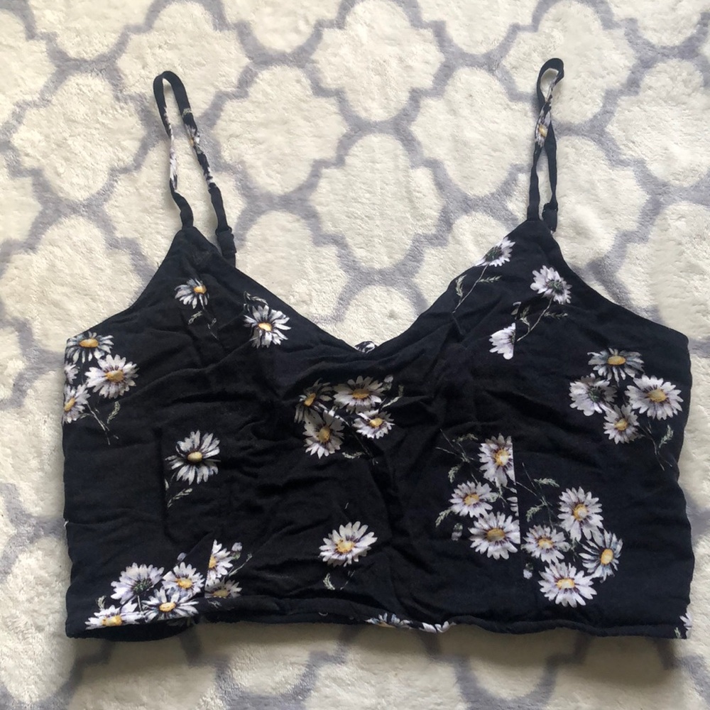 Daisy print cropped tank top